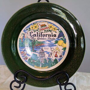 VTG Homer Laughlin Nautilus California Plate Green Border USA 9" Collector